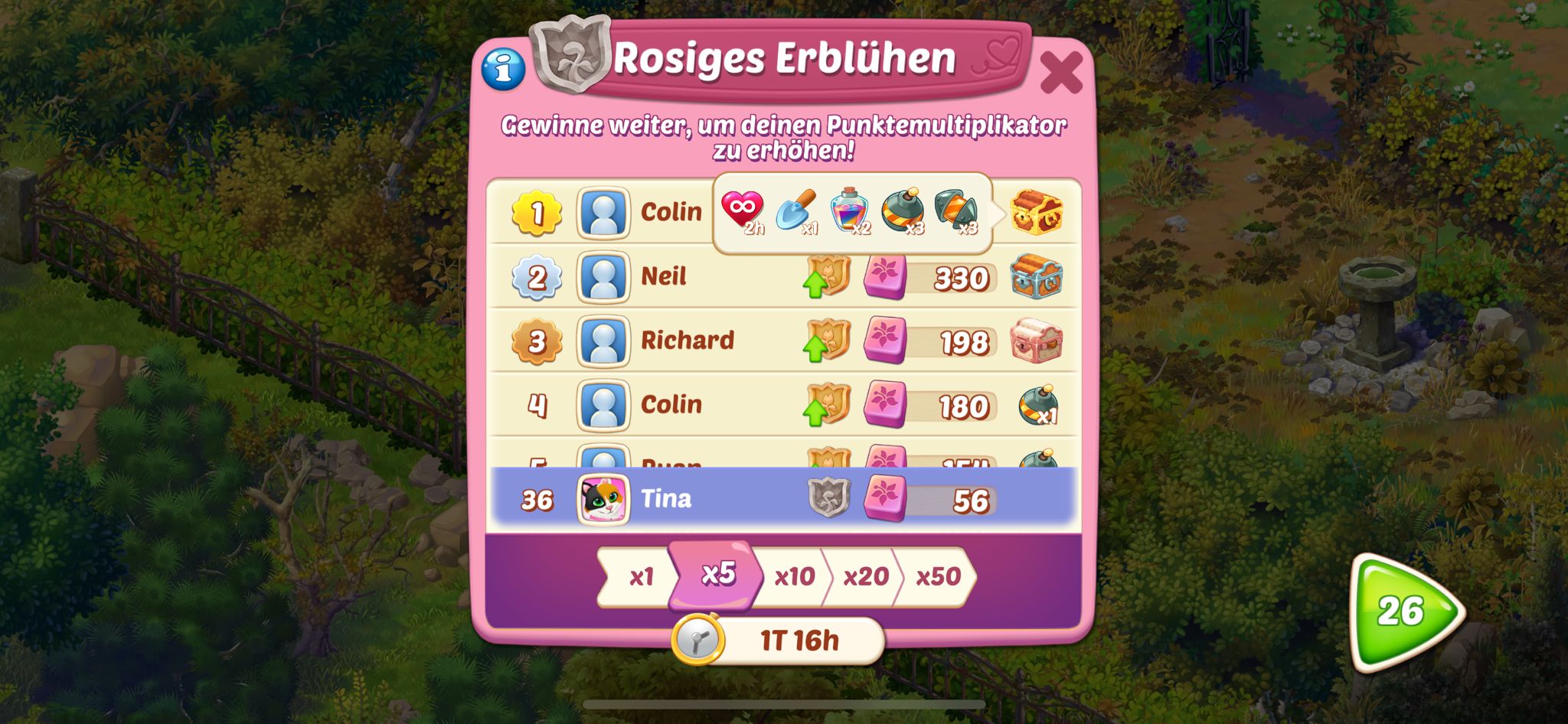 Tournament leaderboard